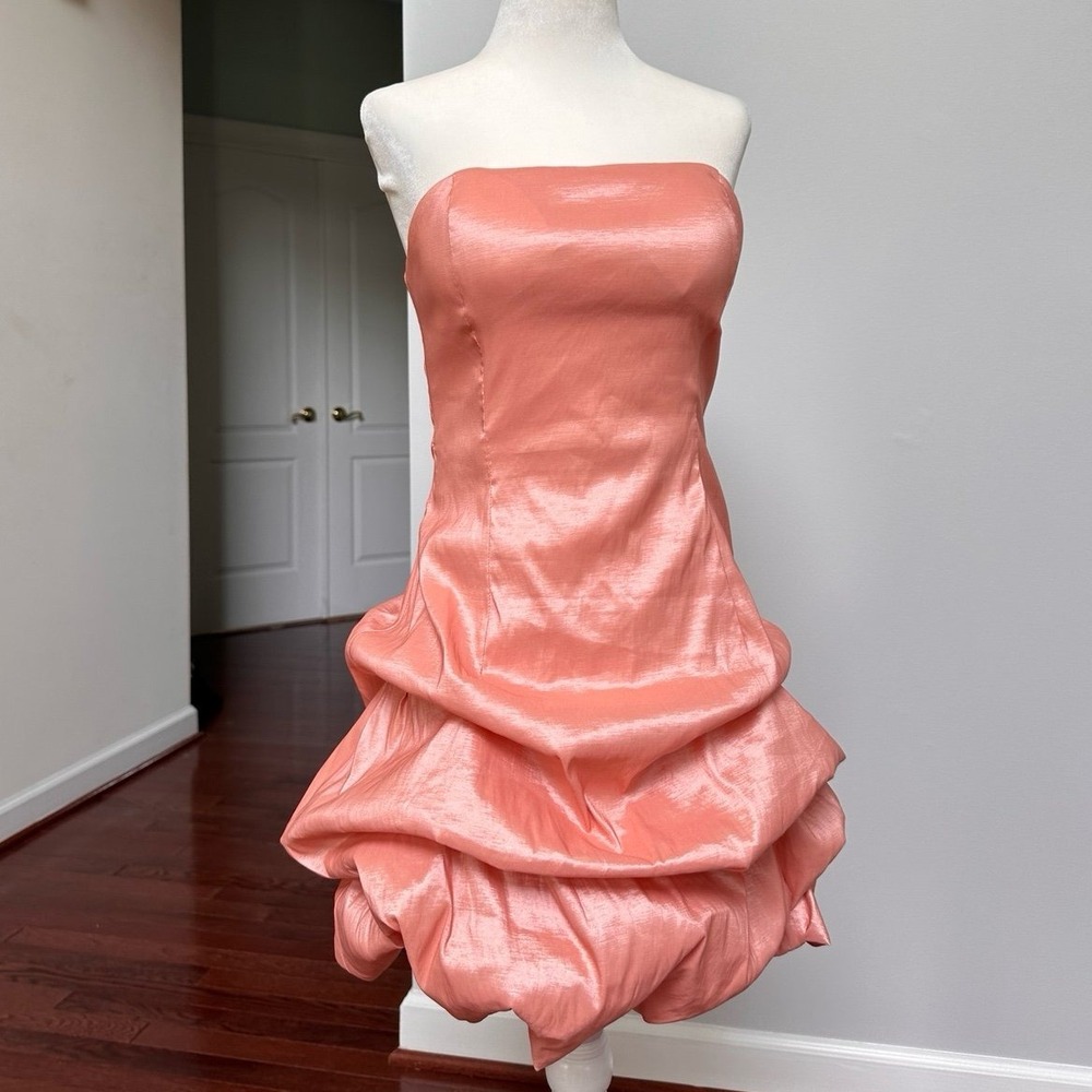 Vintage 2000s‎ XXI Forever 21 Strapless Peach Ruched Layered Cocktail Mini Dress